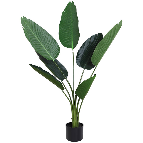 Planta Artificial de Decoração Planta Palmeira Artificial com Vaso 7 Folhas para Exterior e Interior Ø15x120cm Verde
