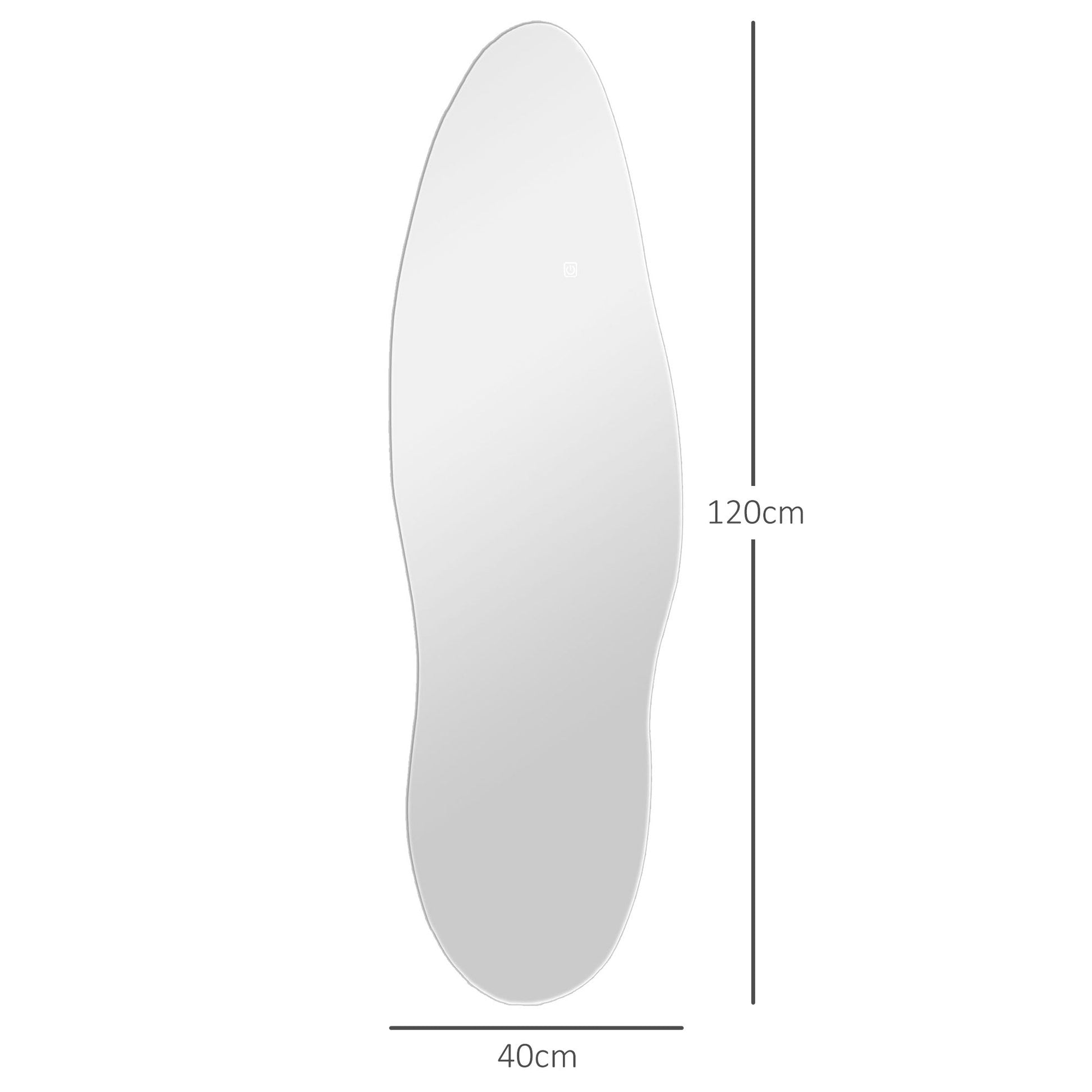 Espelho de Pé com Luzes LED 40x120 cm Espelho de Parede sem Moldura com Iluminação em 3 Cores Função de Memória e Controlo Tátil Transparente