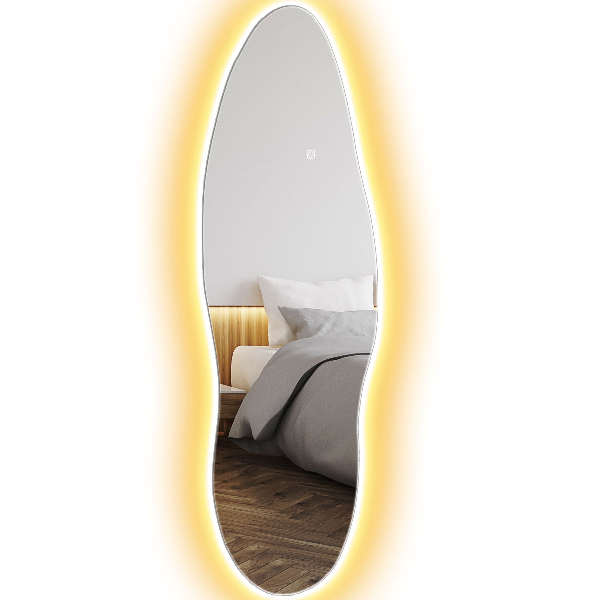Espelho de Pé com Luzes LED 40x120 cm Espelho de Parede sem Moldura com Iluminação em 3 Cores Função de Memória e Controlo Tátil Transparente