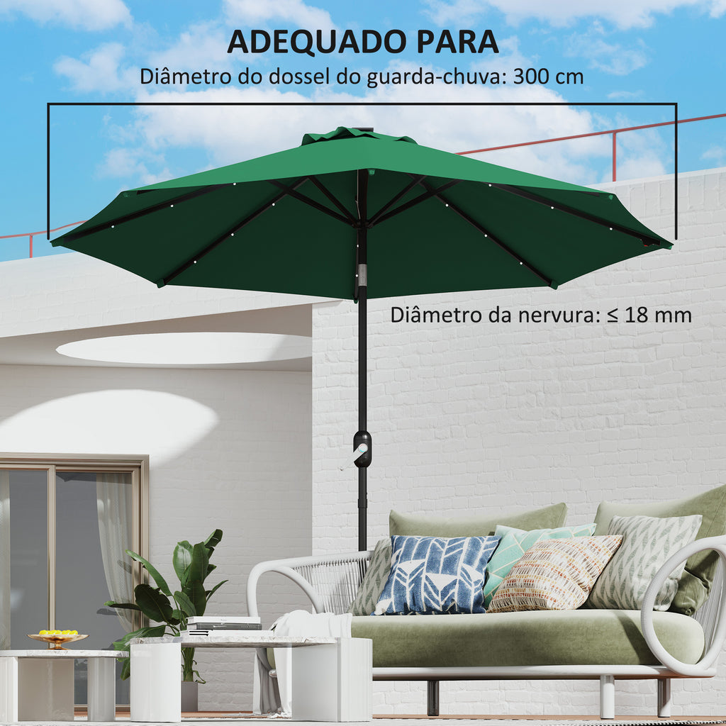 Toldo de Substituição para Chapéu de Sol de 3 m Toldo de Reposição para Chapéu de Sol de Pátio com Ventilação Superior Proteção UV 50+ Capa de Reposição de Poliéster para Exterior Verde