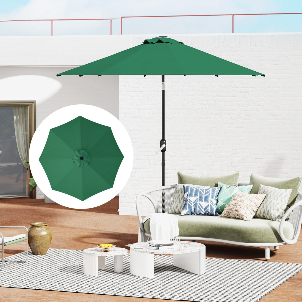 Toldo de Substituição para Chapéu de Sol de 3 m Toldo de Reposição para Chapéu de Sol de Pátio com Ventilação Superior Proteção UV 50+ Capa de Reposição de Poliéster para Exterior Verde