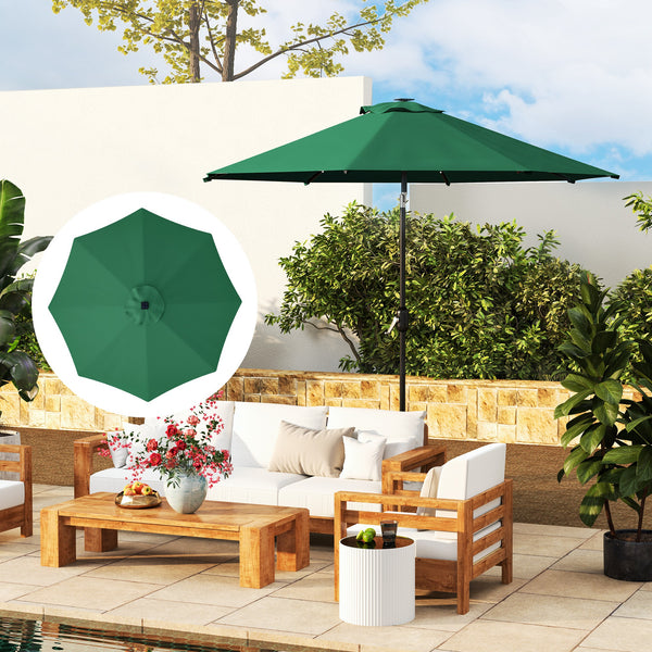 Toldo de Substituição para Chapéu de Sol de 3 m Toldo de Reposição para Chapéu de Sol de Pátio com Ventilação Superior Proteção UV 50+ Capa de Reposição de Poliéster para Exterior Verde