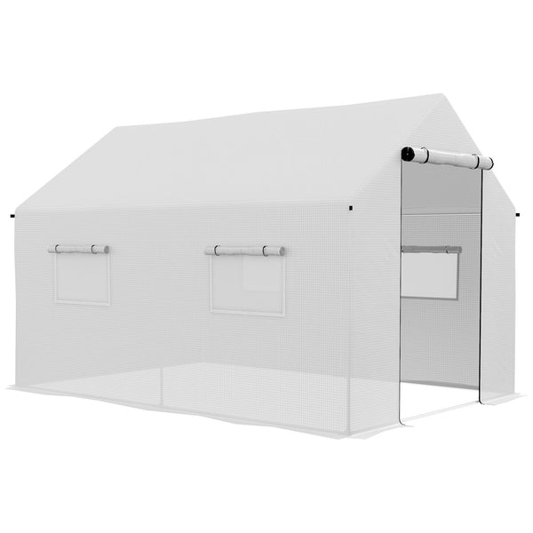 Estufa tipo Túnel 2x3x2 m Estufa de Exterior com 4 Janelas de Malha e Porta com Fecho de Correr Estufa para Cultivos Anti UV para Pátio Jardim Branco