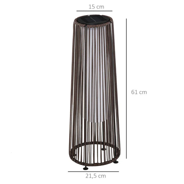 Candeeiro Solar de Jardim em Vime – Ø21,5x61 cm – Castanho – Design Natura – Iluminação LED Automática