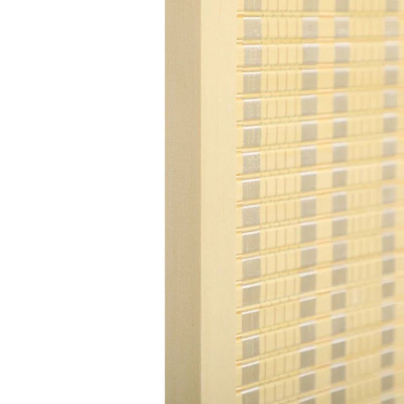 Biombo de 4 Painéis Dobrável 180x180 cm Separador de Ambientes Divisor de Habitação Tecido a Mão de Bambu e Fio de Algodão Decoração Elegante para Sala de Estar Madeira