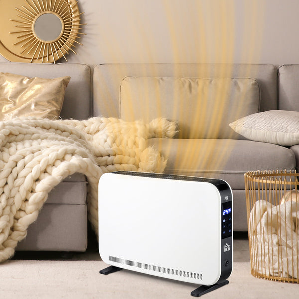 Aquecedor Elétrico 1830-2180W Aquecedor para Casa de Banho com 3 Modos de Aquecimento Ecrã Táctil LED Termóstato Regulável Temporizador e Proteção Contra Sobreaquecimento para 12-18 ㎡ Branco