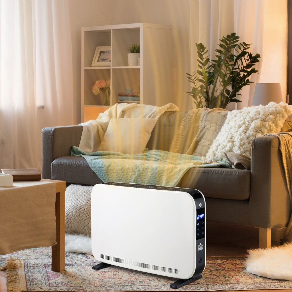 Aquecedor Elétrico 1830-2180W Aquecedor para Casa de Banho com 3 Modos de Aquecimento Ecrã Táctil LED Termóstato Regulável Temporizador e Proteção Contra Sobreaquecimento para 12-18 ㎡ Branco