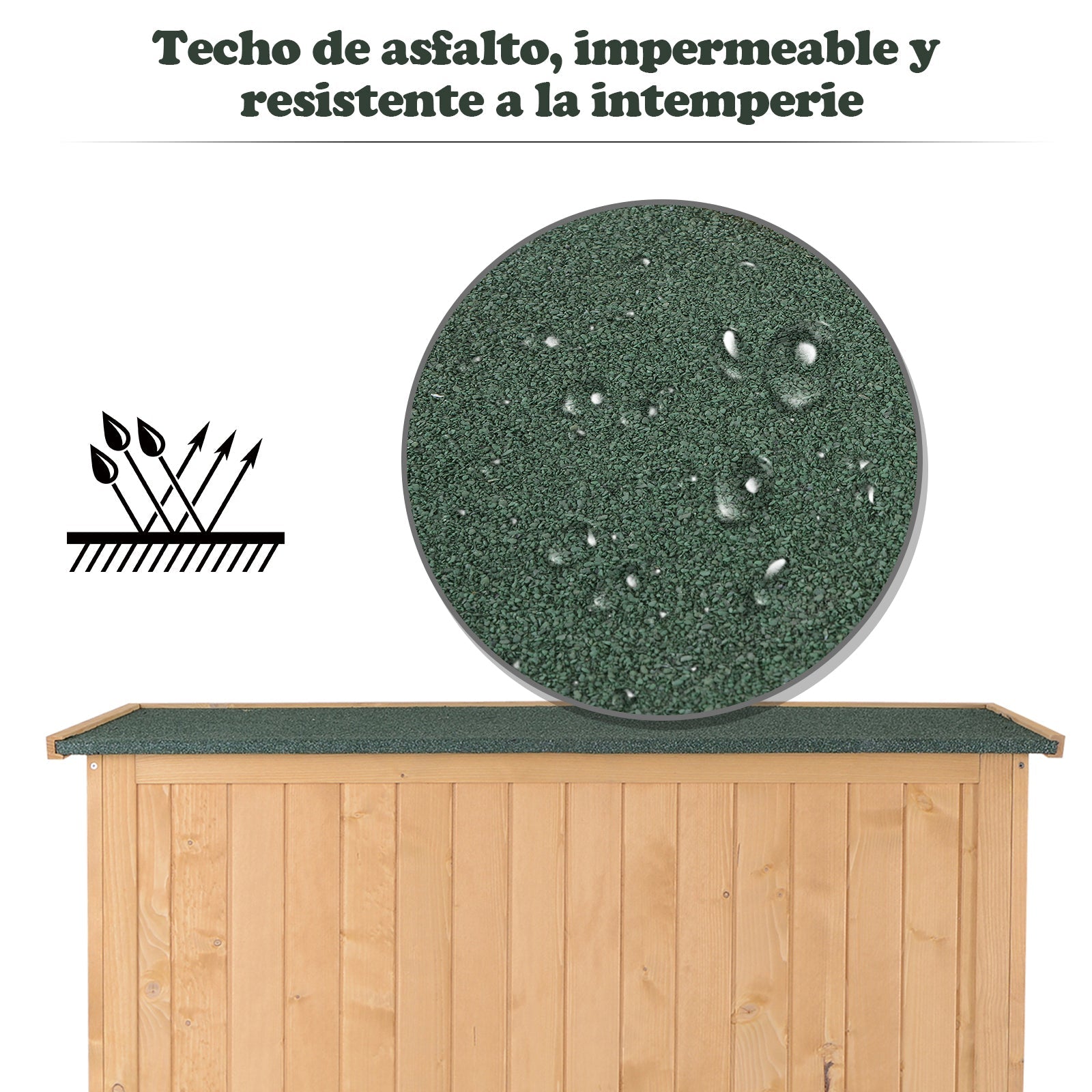 Abrigo de Jardim para Ferramentas Armário de Madeira para Exterior com Prateleira Dupla Porta Janelas e Teto Asfáltico 127,5x50x164cm Madeira