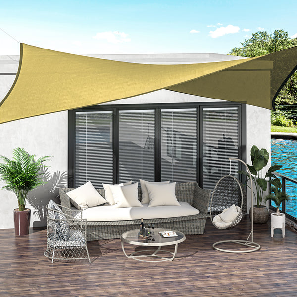 Vela de Sombra Retangular 4x6 m Toldo Vela de HDPE com Anéis de Aço Inoxidável e Cordas para Jardim Pátio Bege