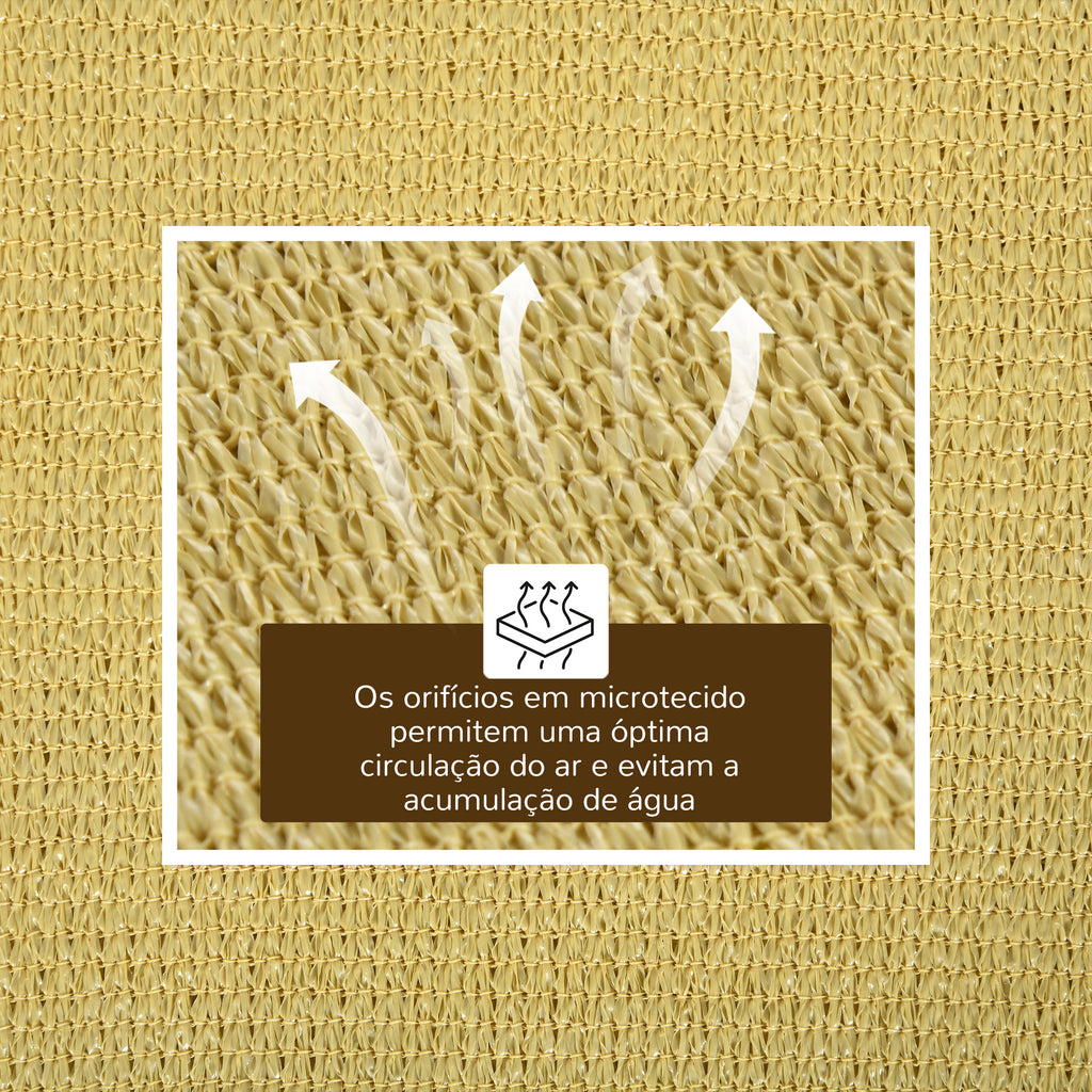 Vela de Sombra Retangular 4x6 m Toldo Vela de HDPE com Anéis de Aço Inoxidável e Cordas para Jardim Pátio Bege