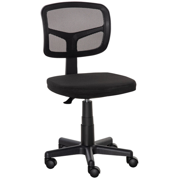 Cadeira de Escritório Operativa de Malha Cadeira de Escritório Giratória 360° com Altura Ajustável Suporte Lombar Respirável e Rodas 43x48x77,5-89,5cm Preto