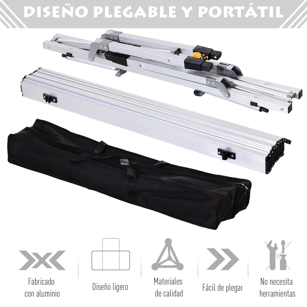 Mesa de piquenique dobrável Mesa de camping de alumínio Altura regulável 90x53x45 / 65 cm Carga 30Kg