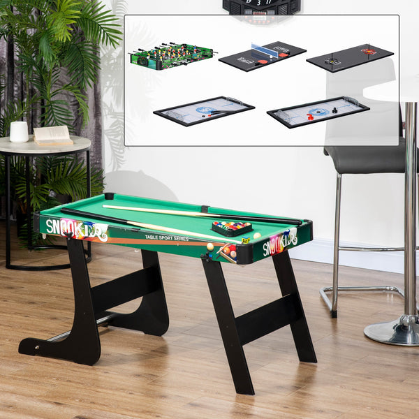 Mesa Multi Jogos para Crianças acima de 7 Anos Mesa de Jogos 6 em 1 Dobrável Bilhar Matraquilho Ping Pong Lançamento de Anéis Hóquei com Bastão e Hóquei com Discos118x104x71cm Multicor