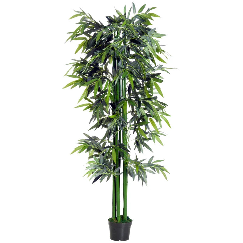 Bambú Artificial 180cm com Ramos Realistas Planta Sintética Decorativa com Vaso para Sala de Estar Escritório Ø20x180cm Verde