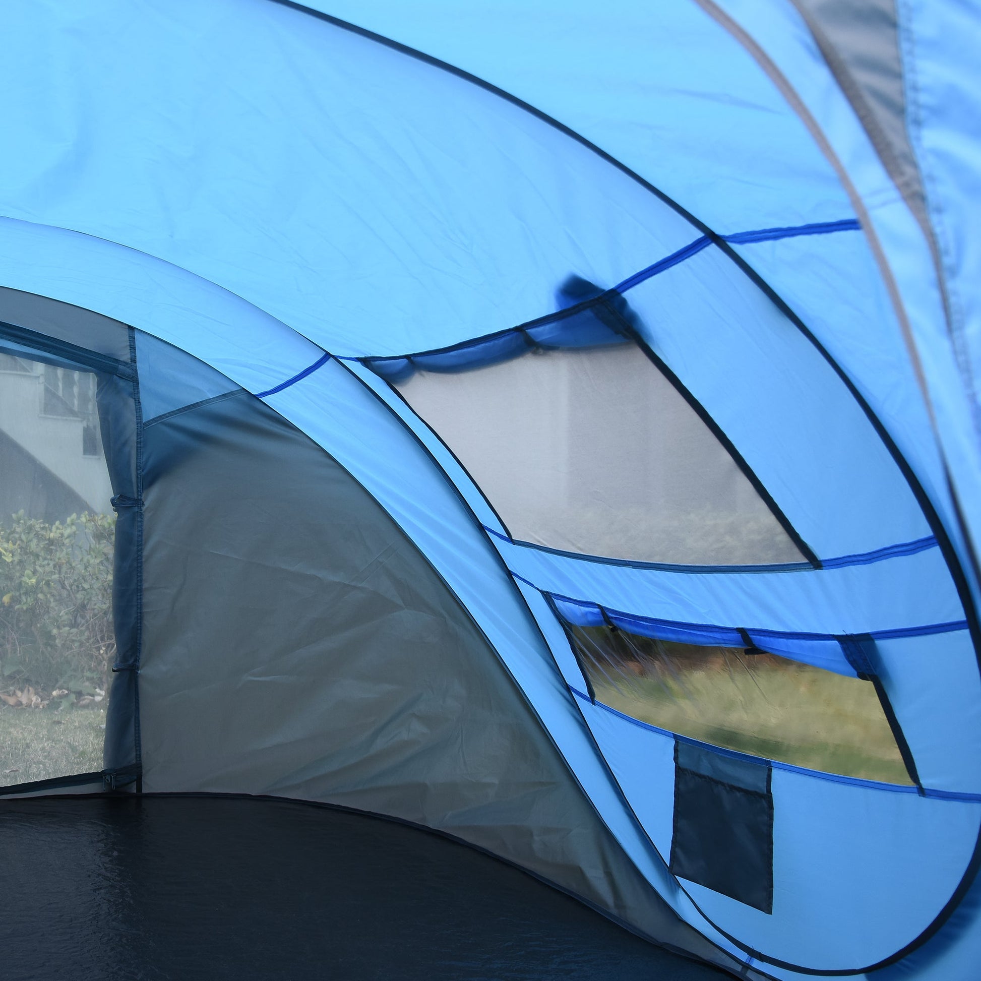 Tenda de Campismo Pop-up para 2-3 Pessoas Tenda de Campismo Instantânea com Janelas Bolsos e Bolsa de Transporte Impermeável Anti-UV 263,5x220x123 cm Azul