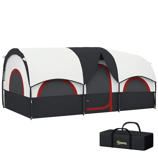 Tenda de Campismo Familiar Tipo Túnel Tenda para 4-6 Pessoas Impermeável 3.000 mm Tenda de Campismo Dobrável com 2 Quartos e Saco de Transporte 435x251x195 cm Cinzento Escuro