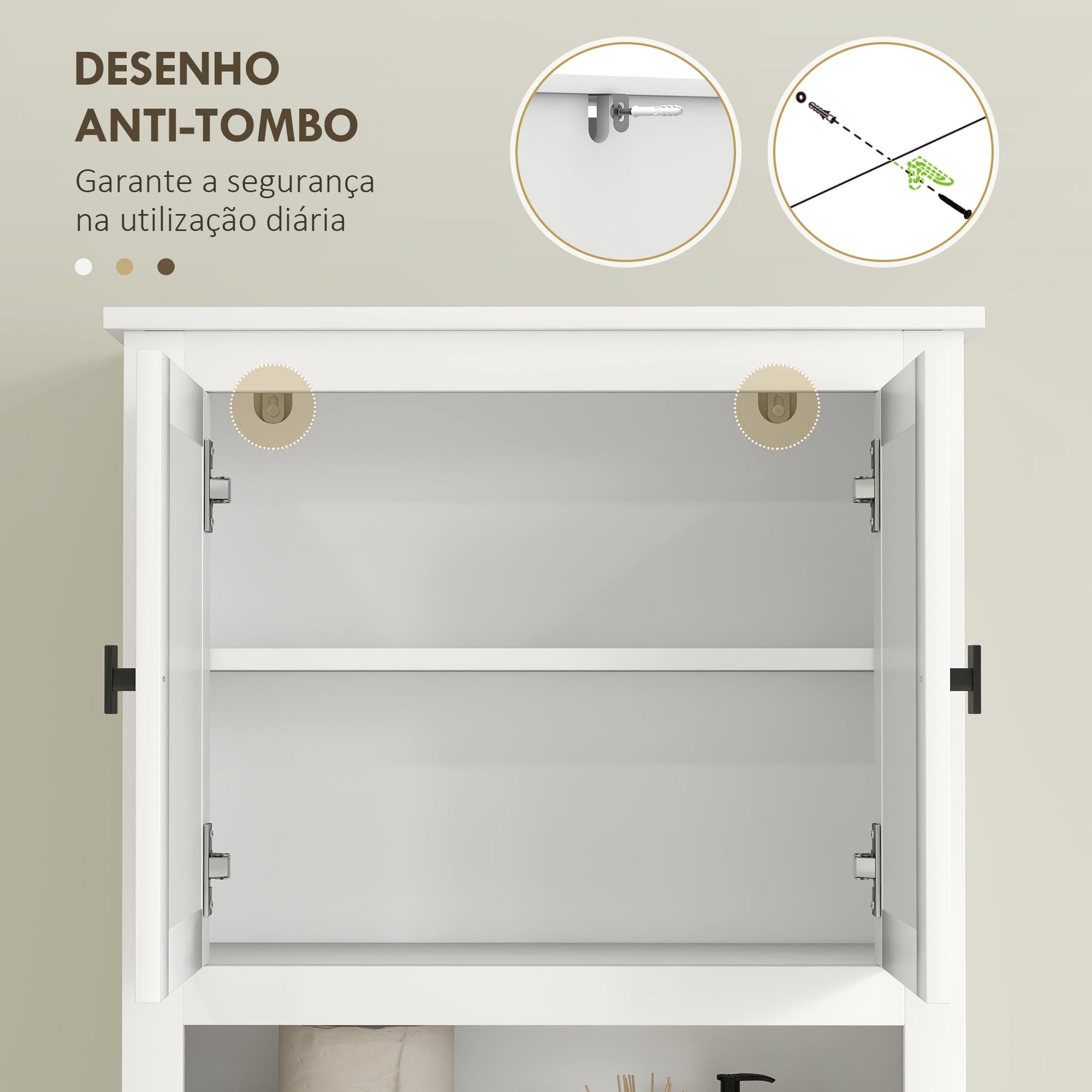 Móvel sobre Sanita Armário sobre Sanita com 2 Portas com Frente em Vime Compartimento e Prateleira Ajustável Móvel Casa de Banho 60x19,5x160 cm Branco