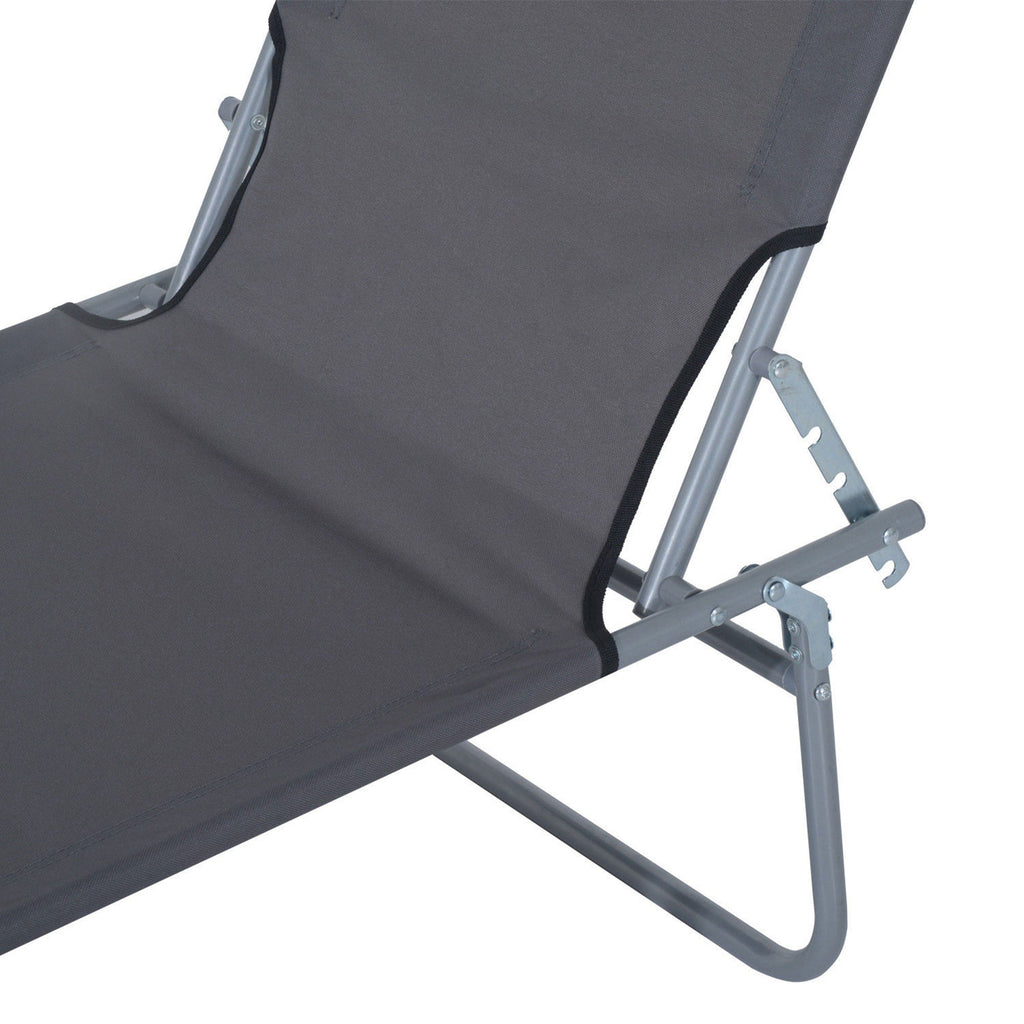 Espreguiçadeira de Jardim Dobrável com Toldo Removível e Ajustável em Ângulo e Encosto Ajustável em 4 Posições para Jardim Terraço Campismo Exterior 187x58x36cm Cinza