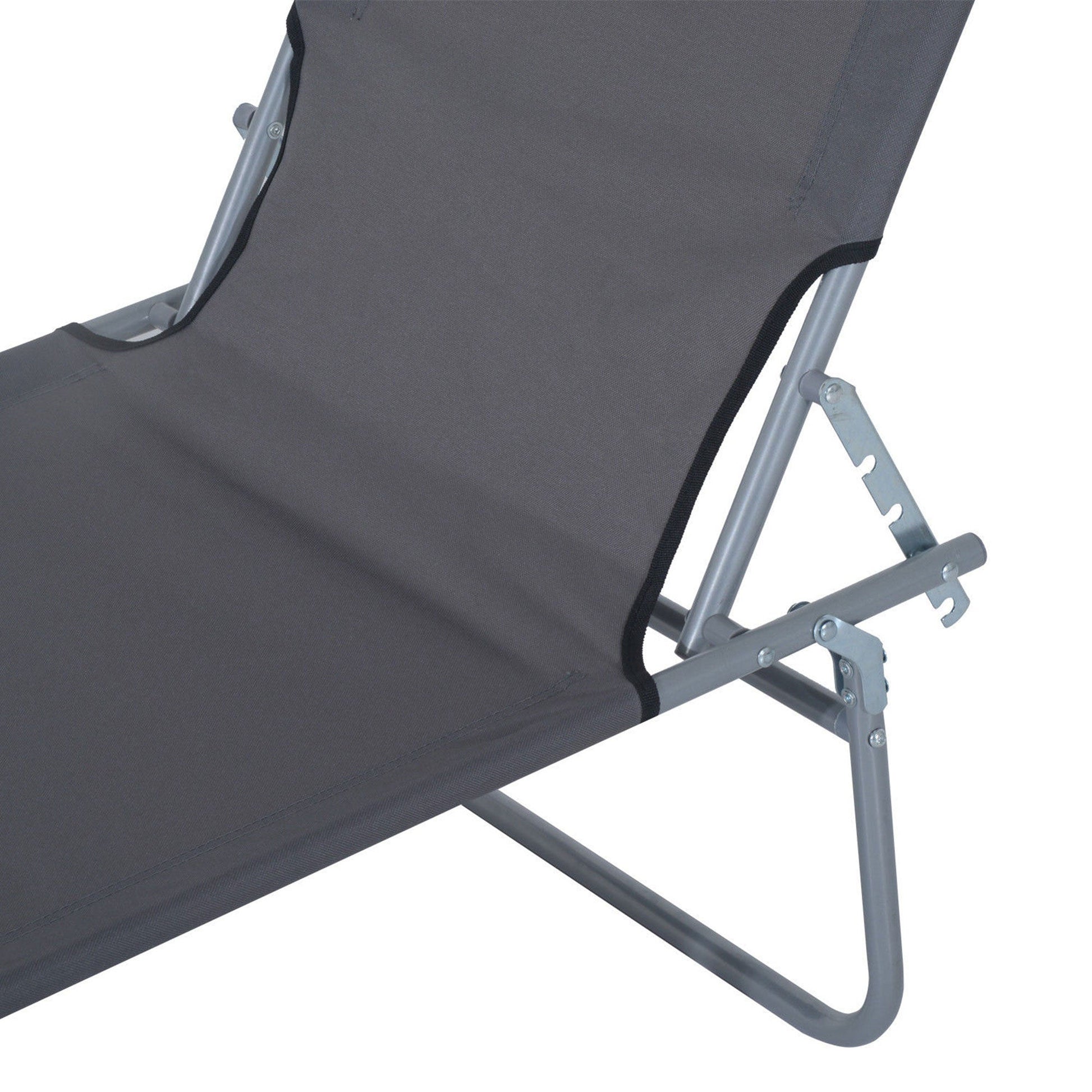 Espreguiçadeira de Jardim Dobrável com Toldo Removível e Ajustável em Ângulo e Encosto Ajustável em 4 Posições para Jardim Terraço Campismo Exterior 187x58x36cm Cinza