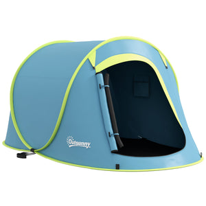 Tenda de Campismo para 1-2 Pessoas Tenda de Campismo Impermeável de 2000 mm com Bolsa de Transporte para Campismo Pesca Trekking 245x148x105 cm Azul