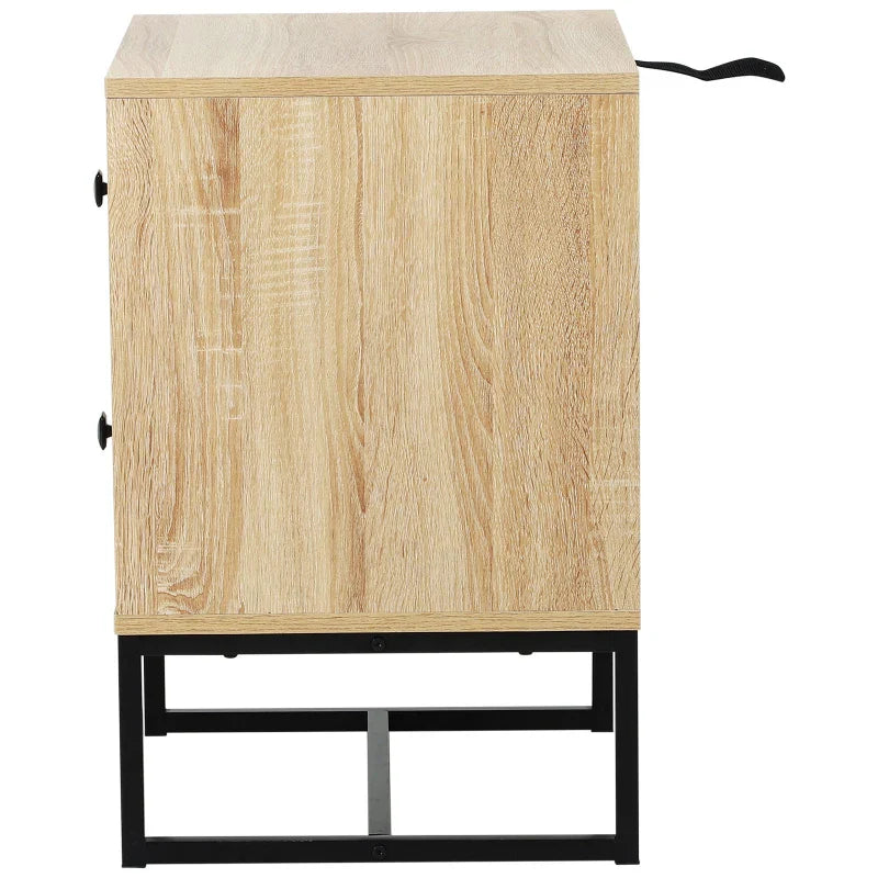 Cômoda de Madeira da Mesa de Cabeceira Confortável com 2 gavetas Roupeiro 48x39,5x60cm do Armazenamento da Mobília da Mesa de Cabeceira 48x39,5x60 cm