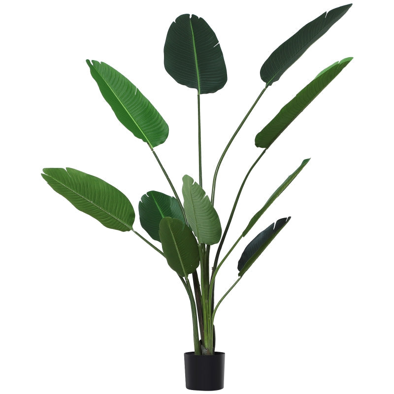 Planta Artificial de Decoração Planta Palmeira Artificial com Vaso 10 Folhas para Exterior e Interior Ø18x180cm Verde