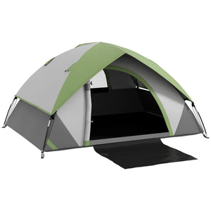 Tenda de Campismo para 1-2 Pessoas Tenda de Campismo Dobrável com Janela e Bolsa de Transporte Impermeável 3000 mm 210x150x110 cm Verde