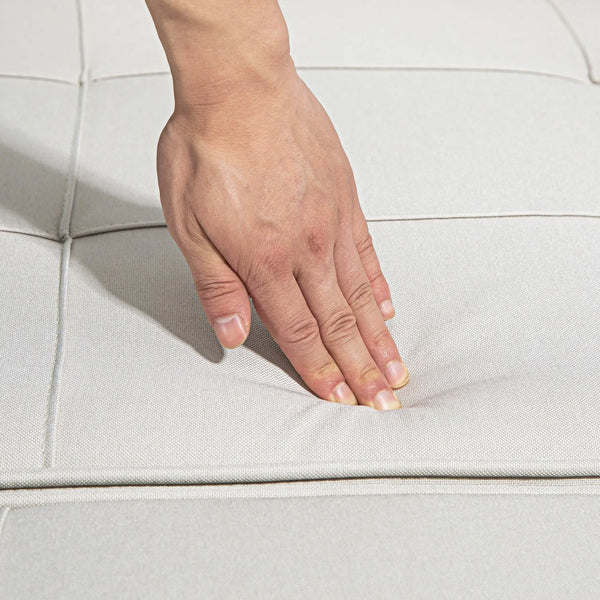 Sofá Cama Individual 3 em 1 Estofado em Linho Sofá Reclinável em 5 Posições com Apoio para os Pés e Apoio para a Cabeça para Sala de Estar Carga Máxima 200kg 95x189x43 cm Branco Gelo