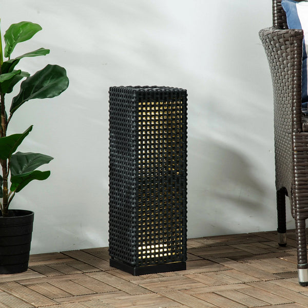 Candeeiro Solar de Jardim – 15,5x15,5x47 cm – Preto – Luz LED Quente com Ligar/Desligar Automático – IP44