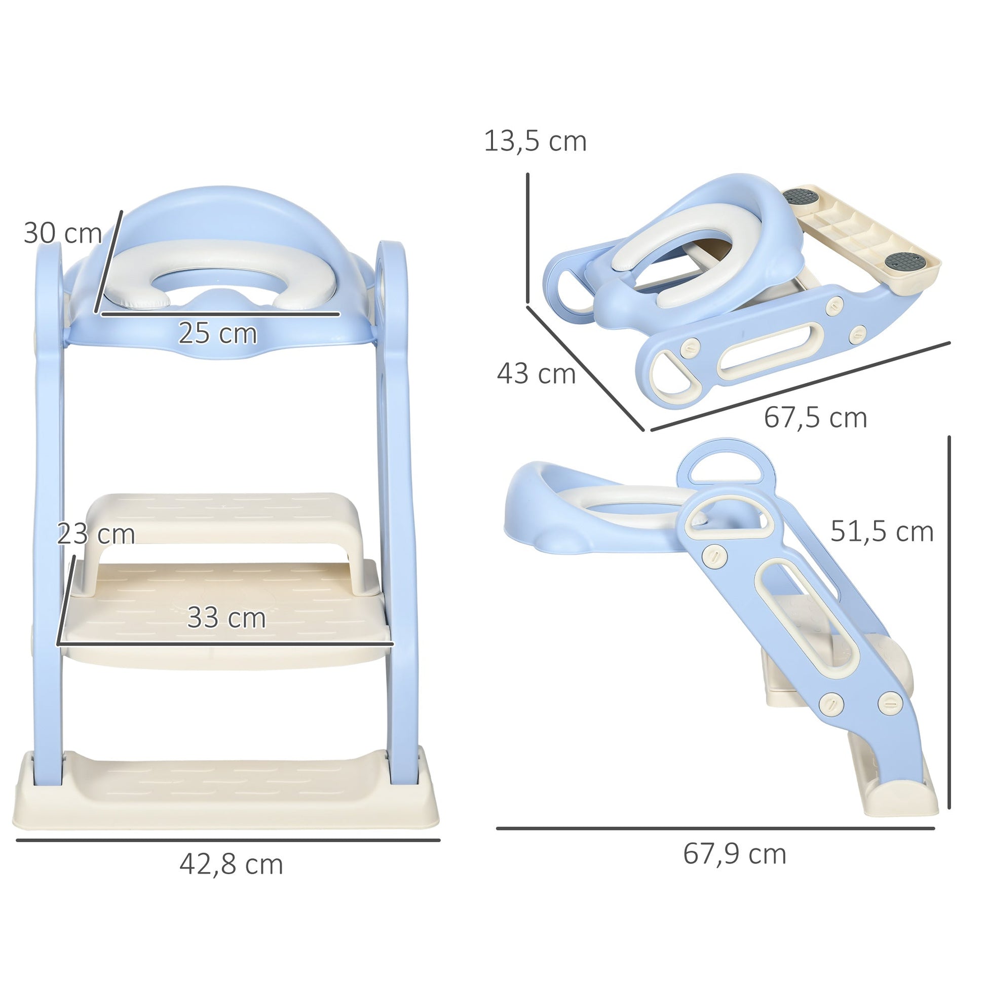 ZONEKIZ Redutor Sanita com Escada Adaptador Sanita para Crianças Dobrável para Casa de Banho Redutor de Sanita para Crianças de 2 - 6 Anos Portátil com Almofadas Antiderrapantes 67,9x42,8x51,5 cm Azul - A minha loja