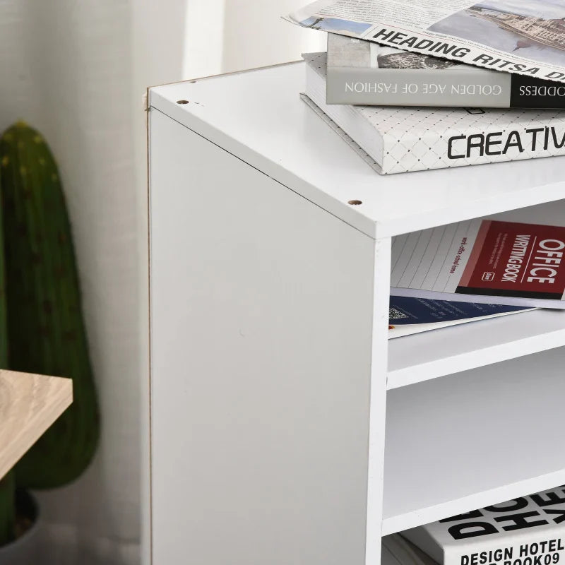 Móveis auxiliares para escritório Estudo Grande espaço de armazenamento com 3 gavetas 4 prateleiras abertas 4 rodas 40x30x83 cm Branco